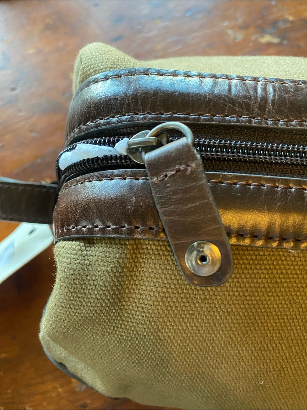 Fossil Olive Green Canvas Toiletry Kit with Brown Trim - Picture 6 of 8